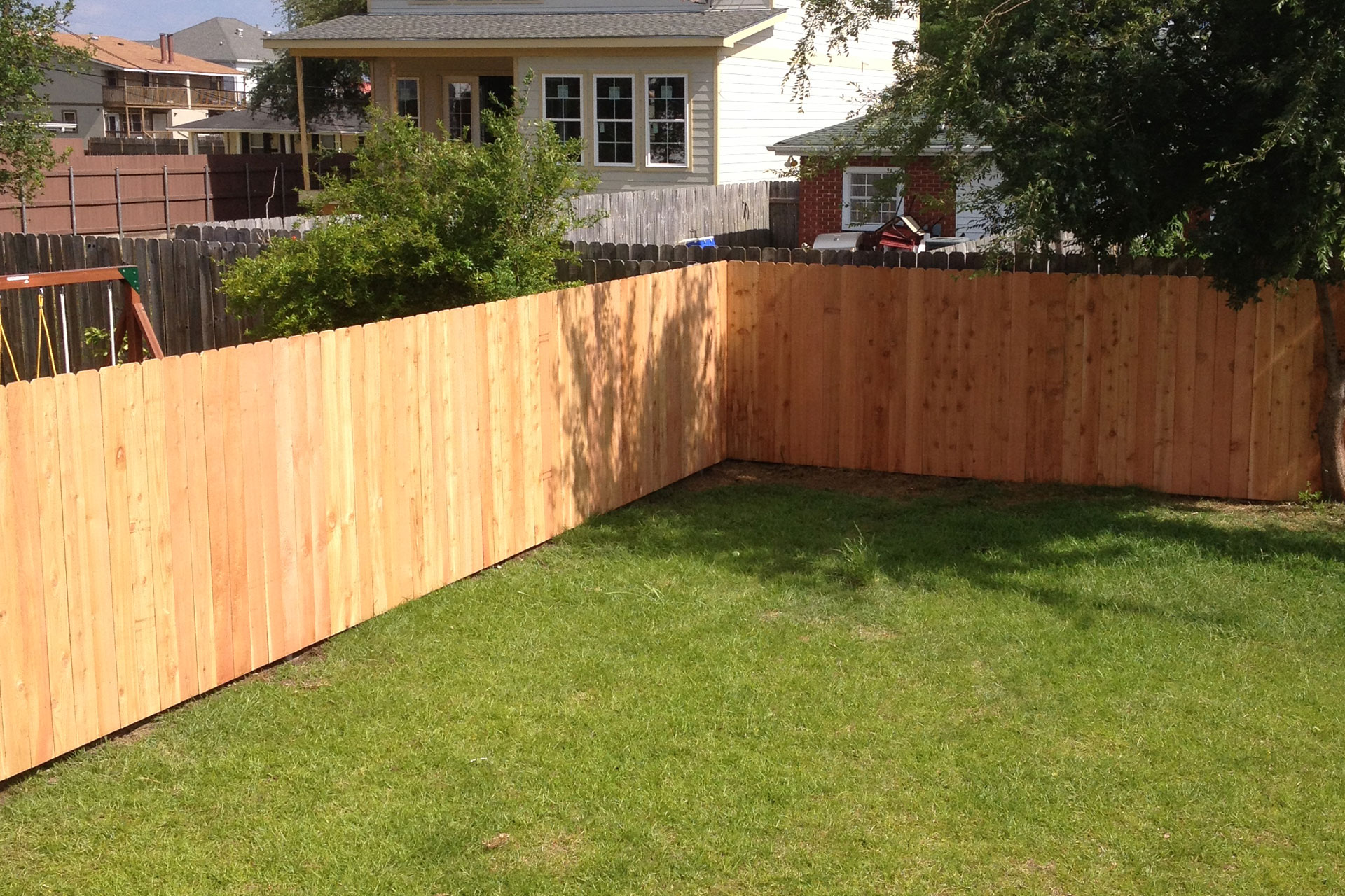 Natural wood fence installation